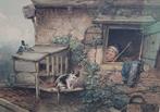 Mari ten Kate (1831-1910) - De poes bij de vogelkooi, Antiek en Kunst, Kunst | Schilderijen | Klassiek