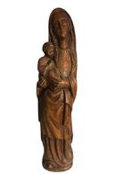 Beeldje - Maria met kindje Jezus - 58 cm - Eik
