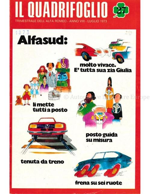 1973 ALFA ROMEO IL QUADRIFOGLIO MAGAZINE 27 ITALIAANS, Boeken, Auto's | Folders en Tijdschriften, Alfa Romeo