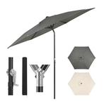 Zeshoekige Parasol – 240, 270, 300cm Kantelbaar Grijs/Beige, Tuin en Terras, Verzenden, Nieuw, Waterdicht, 2 tot 3 meter