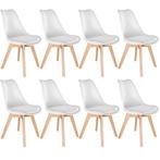 Eetkamerstoelen Frederikke - wit/wit, Set van 8, Verzenden, Nieuw