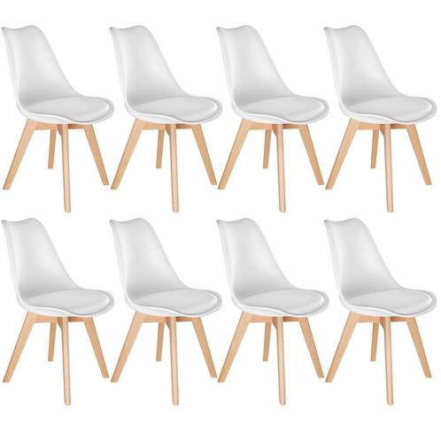 Eetkamerstoelen Frederikke - wit/wit, Set van 8, Huis en Inrichting, Stoelen, Verzenden