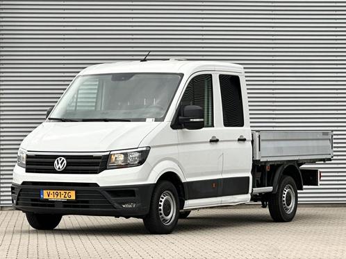 Volkswagen Crafter 35 2.0 TDI L3 DC Highline openlaadbak, Auto's, Bestelauto's, Lease, Zwart, Handgeschakeld, Wit, Financial lease