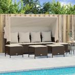 vidaXL 5-delige Loungeset met kussens poly rattan bruin, Tuin en Terras, Tuinsets en Loungesets, Verzenden, Nieuw, Rotan, Loungeset