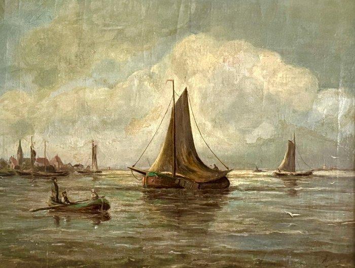 Adrianus Marinus Geijp (1855-1926) - Zuiderzee met, Antiek en Kunst, Kunst | Schilderijen | Klassiek