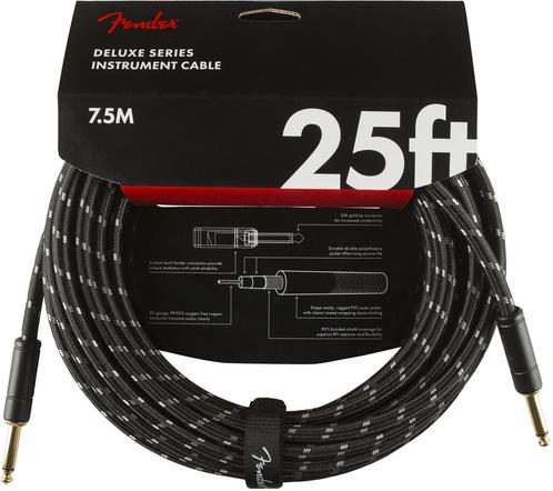 Fender Deluxe instrument kabel 7.5m zwart tweed, Muziek en Instrumenten, Kabels en Stekkers, Verzenden