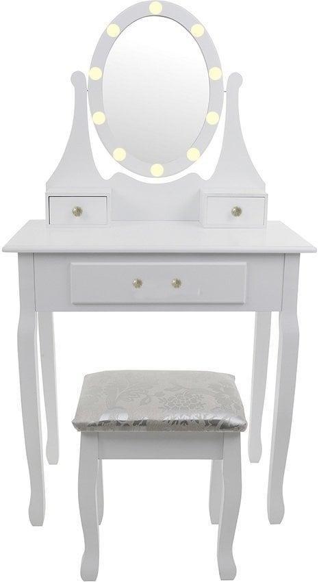 Moderne witte kaptafel met LED-spiegel en krukje - 80x40x..., Huis en Inrichting, Tafels | Kaptafels, Nieuw, Ophalen of Verzenden