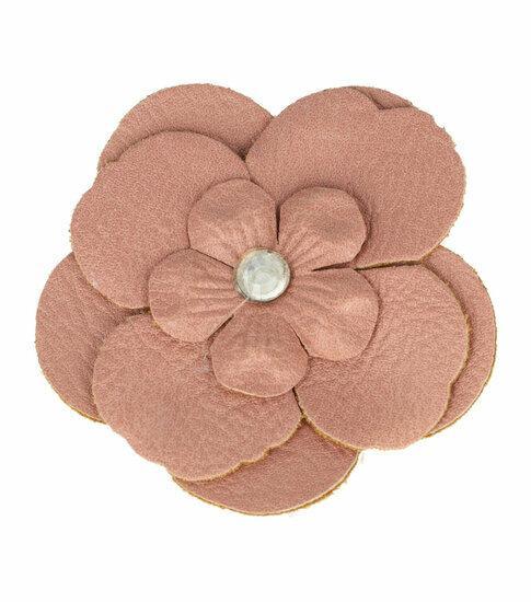 Duckklem Broche Bloem Leder Look 6,5cm Roze, Sieraden, Tassen en Uiterlijk, Uiterlijk | Haarverzorging