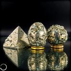 Exclusief pyriet-set – Ei, bol en piramide van massief