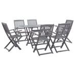 vidaXL 7-delige Tuinset massief acaciahout grijs, Tuin en Terras, Tuinsets en Loungesets, 6 zitplaatsen, Nieuw, Tuinset, Verzenden