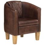 Fauteuil Echt Leer | Massief Mangohout | Laatste Stuk!, Huis en Inrichting, Fauteuils, Minder dan 75 cm, Luxe, Nieuw, Leer