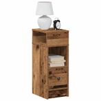 vidaXL Nachtkastjes 2 st met lade 25x31x66 cm oud, Verzenden, Nieuw, Hout