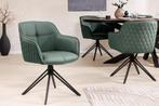 Draaibare Design Stoel EUPHORIA Groen Echt Leer Zwart, Huis en Inrichting, Stoelen, Ophalen of Verzenden, Nieuw