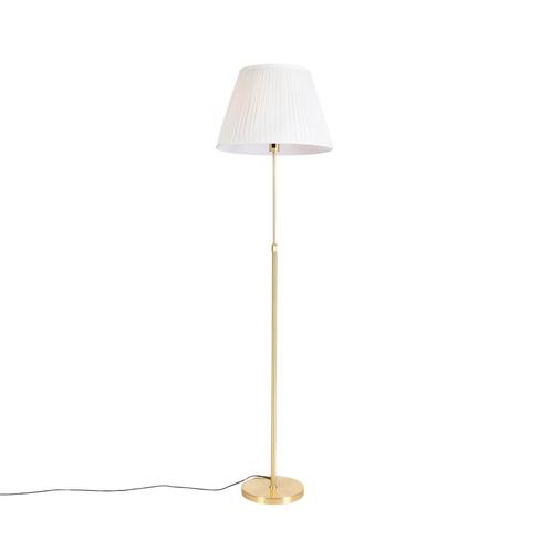 Vloerlamp goud/messing met plisse kap crème 45 cm - Parte, Huis en Inrichting, Lampen | Vloerlampen, Nieuw, Overige materialen