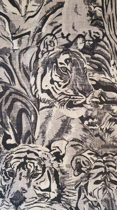 Exclusief katoen satijneffect met tijgers - 300x300cm -, Antiek en Kunst, Antiek | Kleden en Textiel