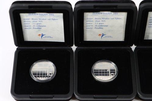 Nederland. 1 Gulden 2001 4x zilveren gulden Beatrix, Postzegels en Munten, Munten | Nederland