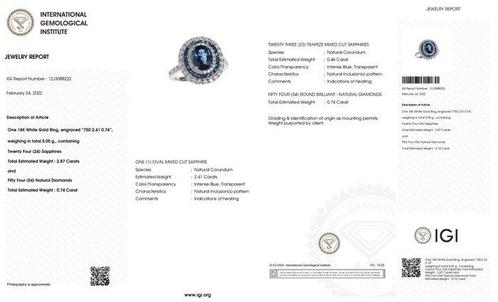 Cocktailring - 18 karaat Witgoud - 3.61ct. tw. Saffier -, Sieraden, Tassen en Uiterlijk, Antieke sieraden