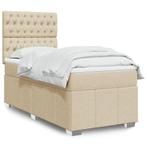 vidaXL Boxspring met matras stof crèmekleurig 90x190 cm, 90 cm, Eenpersoons, Verzenden, Nieuw