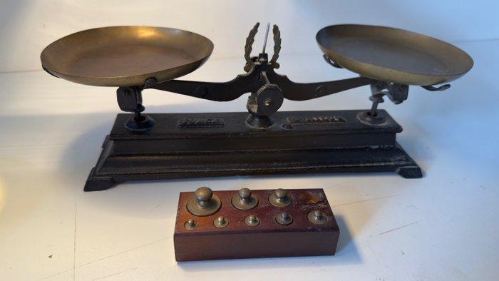Ponterstok (2) - Verguld messing, Gietijzer - Weegschaal met, Antiek en Kunst, Curiosa en Brocante
