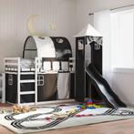 vidaXL Stapelbed met glijbaan en gordijnen wit en zwart, Huis en Inrichting, Slaapkamer | Bedden, 90 cm, Eenpersoons, Verzenden