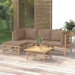 vidaXL 5-delige Loungeset met kussens bamboe taupe, Verzenden, Nieuw, Hout, Loungeset