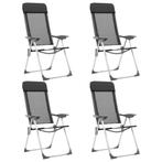 vidaXL Campingstoelen inklapbaar aluminium zwart 4 st, Caravans en Kamperen, Verzenden, Nieuw