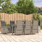 vidaXL 9-delige Tuinset met kussens poly rattan grijs, Verzenden, Nieuw, Rotan, Tuinset