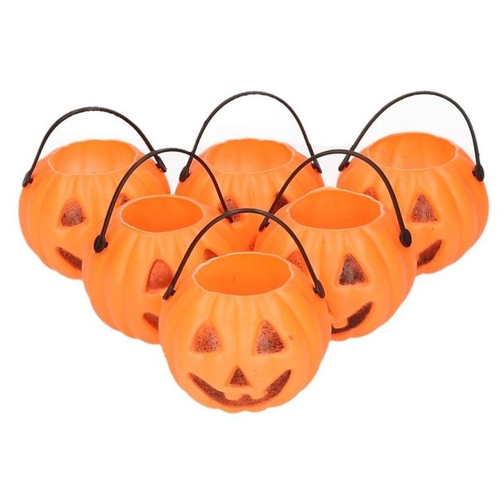 6x Halloween trick or treat mini pompoen emmers 5 cm - Hal.., Hobby en Vrije tijd, Feestartikelen, Verzenden