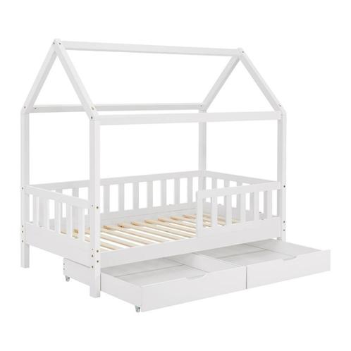 Kinderbed Marli - 80 x 160 cm - Wit - Incl. bedlades, Huis en Inrichting, Slaapkamer | Bedden, 80 cm, 190 cm of minder, Wit, Eenpersoons