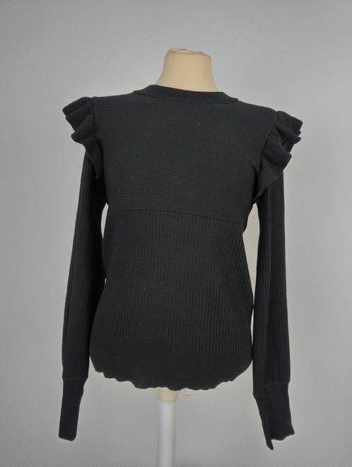 Vila black ribbed knit top with ruffle shoulders, Kleding | Dames, Tops, Nieuw, Verzenden