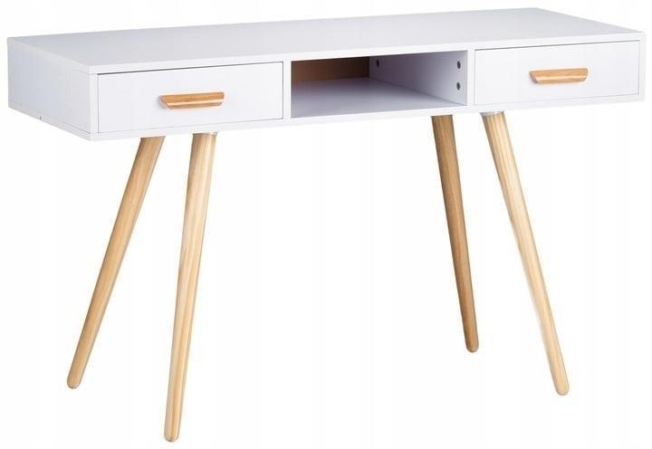 Wit Bureau 2 lades | Tweedekansje | OP = OP, Huis en Inrichting, Bureaus, Nieuw, Bureau, Ophalen of Verzenden