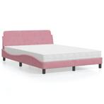 vidaXL Bed met matras fluweel roze 140x190 cm, Verzenden, Stof, Nieuw, Tweepersoons