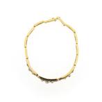 Gouden schakelarmband met robijn en diamanten; 0,89 ct., Sieraden, Tassen en Uiterlijk, Armbanden, Gebruikt, Overige kleuren, Ophalen of Verzenden