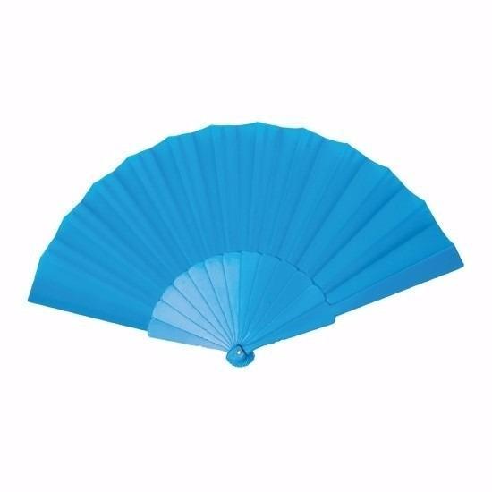 Zomerse waaier turquoise 23 cm - Waaiers, Hobby en Vrije tijd, Feestartikelen, Ophalen of Verzenden