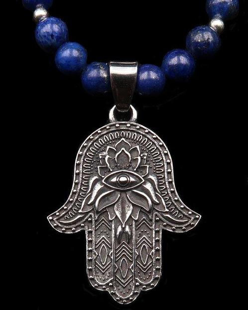 Lapis lazuli - Ketting - Khamsa-medaillon - Beschermt tegen, Antiek en Kunst, Antiek | Boeken en Bijbels