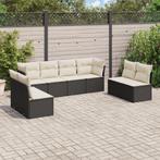 vidaXL 8-delige Loungeset met kussens poly rattan zwart, Tuin en Terras, Verzenden, Nieuw, Rotan, Loungeset