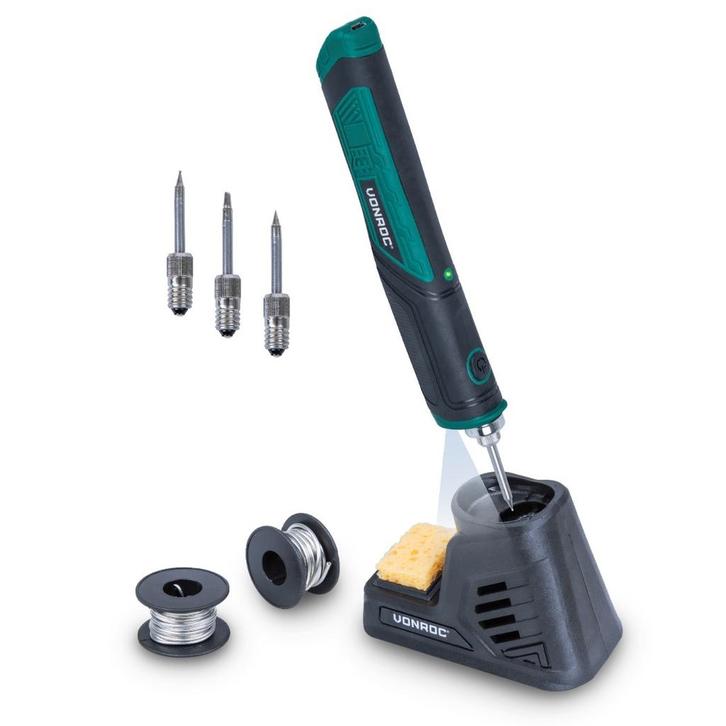Soldeerbout 4V op accu | Incl. houder, soldeer tin- en tips, Doe-het-zelf en Verbouw, Gereedschap | Handgereedschap, Nieuw, Verzenden