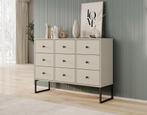 Meubella Ladekast beige 115 cm - Dressoir 9 lades, 100 tot 150 cm, Verzenden, Nieuw, Modern