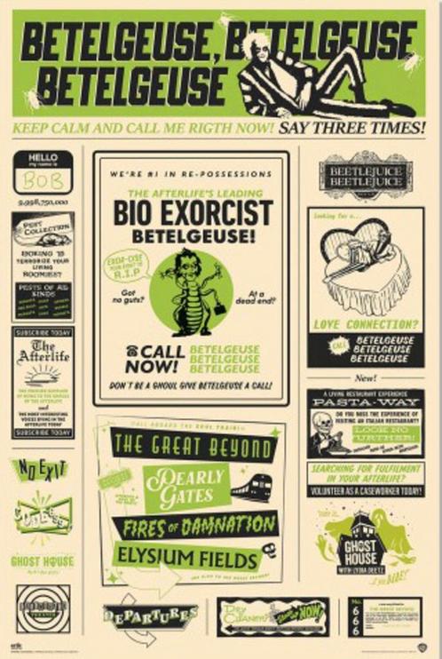 Poster Beetlejuice 2 61x91,5cm, Verzamelen, Posters, Nieuw, A1 t/m A3, Verzenden
