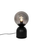 Hotel chique tafellamp zwart met smoke glas - Pallon Trend, Nieuw, Overige materialen, Hotel chique, Minder dan 50 cm