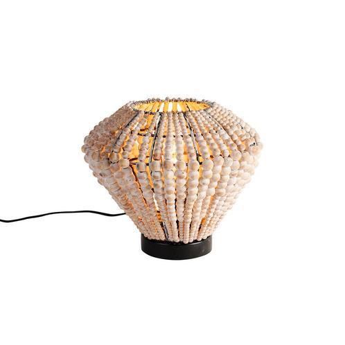 Oosterse tafellamp beige met kralen - Moti, Huis en Inrichting, Lampen | Tafellampen
