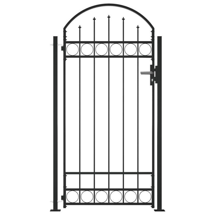 Stalen Poort Zwart | Compleet met palen | Retourdeal OP = OP, Tuin en Terras, Tuinhekken en Hekwerk, Met poort, Nieuw, IJzer, Tuinhek