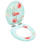 vidaXL Toiletbril met soft-close deksel flamingo MDF, Verzenden, Nieuw