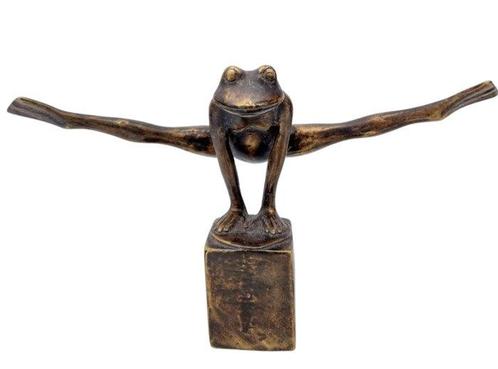 Beeldje - Jumping frog - Brons, Antiek en Kunst, Curiosa en Brocante