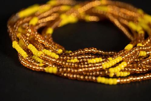 Waist Beads / Afrikaanse Heupketting - ESOSA ELASTIC - Geel, Sieraden, Tassen en Uiterlijk, Kettingen, Nieuw, Ophalen of Verzenden