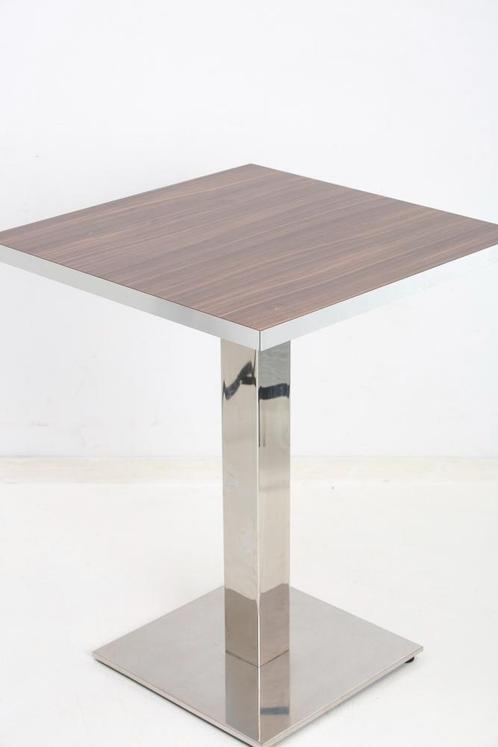 5 kantinetafel 80x80 chroom kolom noten melamine gebruikt, Zakelijke goederen, Kantoor en Winkelinrichting | Kantoormeubilair en Inrichting