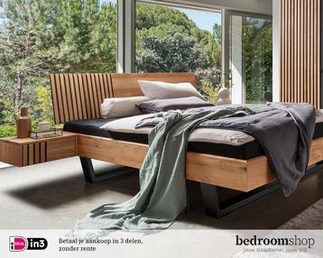 Modern houten bed (lamellen-look) - 180x200 - wild eiken beschikbaar voor biedingen