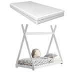 Juniorbed Tipi eenpersoonsbed incl. matras 80x160 - wit, Huis en Inrichting, Slaapkamer | Bedden, Verzenden, Nieuw