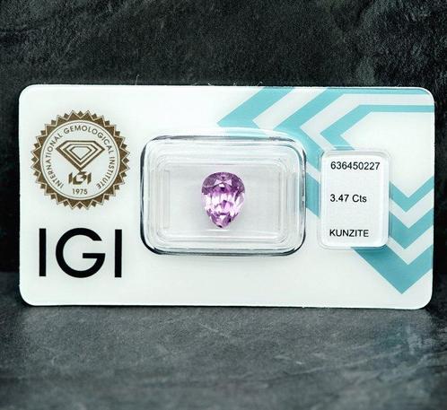 Kunziet - 3.47 ct - International Gemological Institute, Sieraden, Tassen en Uiterlijk, Edelstenen
