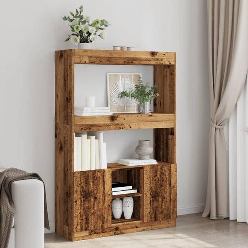 vidaXL Hoge kast 92x33x140 cm bewerkt hout oud houtkleurig, Huis en Inrichting, Kasten | Boekenkasten, Nieuw, Overige houtsoorten